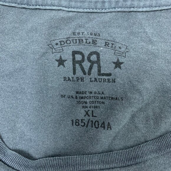 RRL Logo T-shirt Gray Men's XL Ralph Lauren Double RL Distressed - Picture 10 of 10